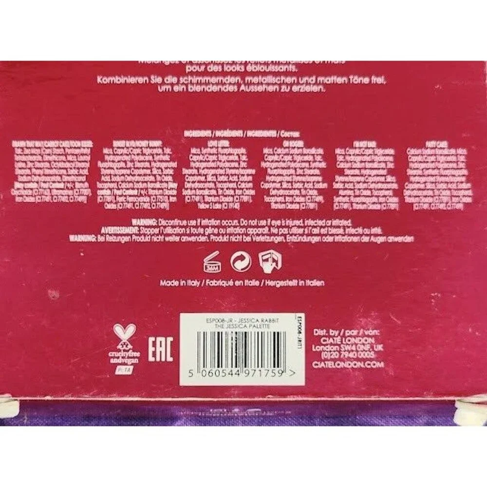 CIATE The Jessica Rabbit Collection 9 Shade Eyeshadow Palette Limited Edition